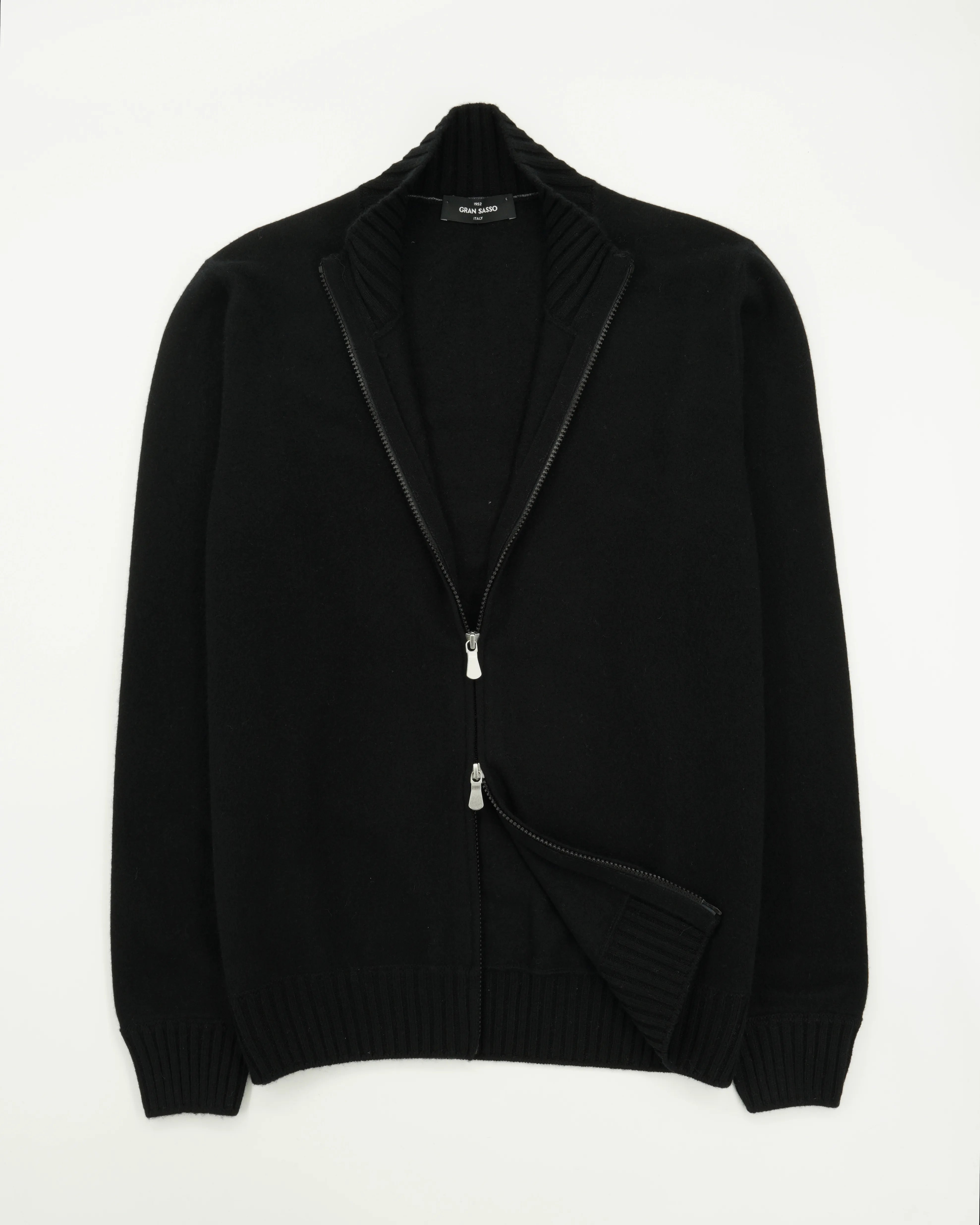 Gran Sasso Full Zip Felted Cashmere Black