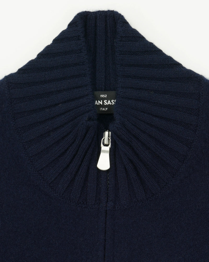 Gran Sasso Full Zip Felted Cashmere Navy