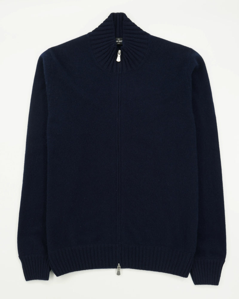 Gran Sasso Full Zip Felted Cashmere Navy