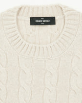 Gran Sasso Crewneck Cable Pure Cashmere Light Beige