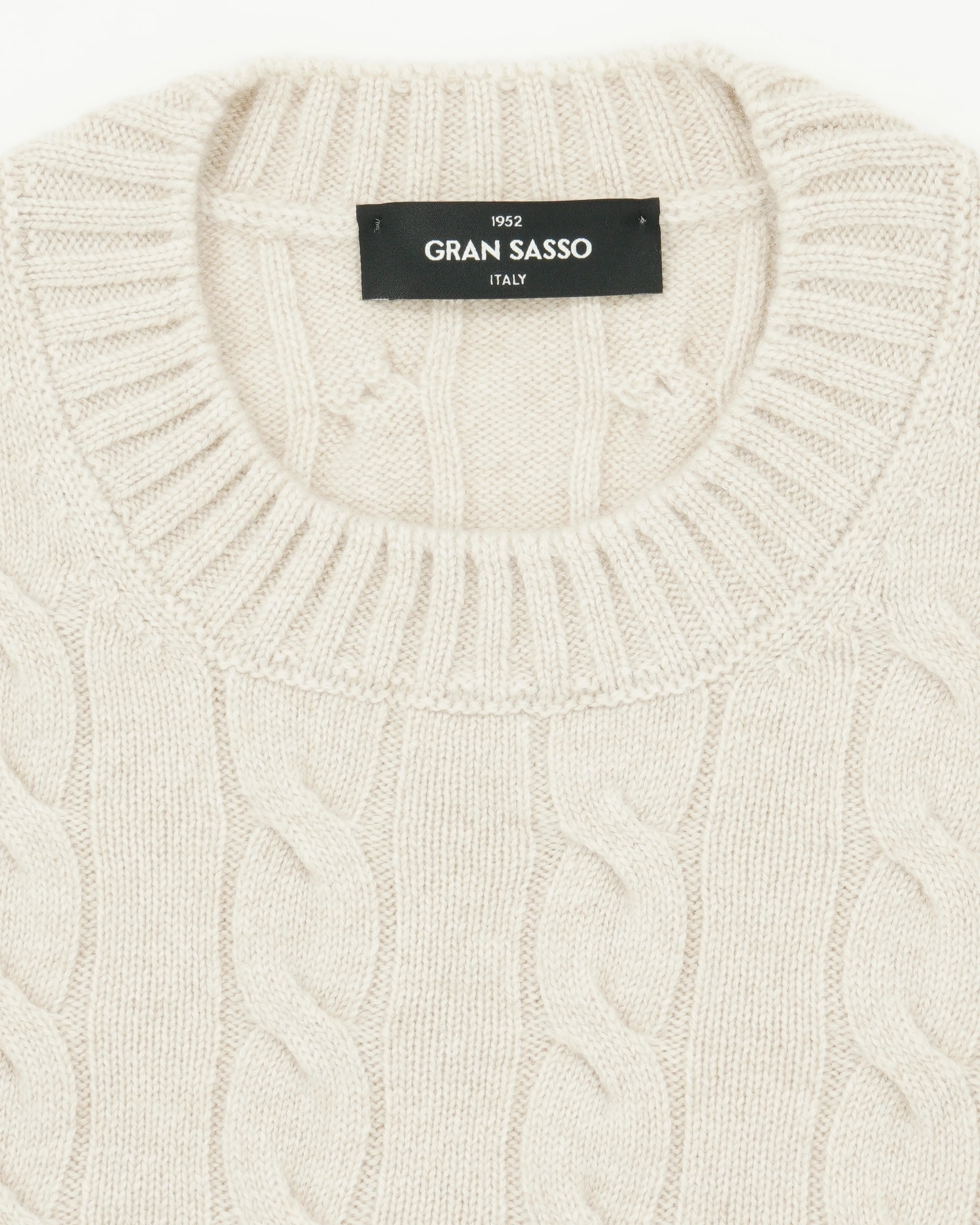 Gran Sasso Crewneck Cable Pure Cashmere Light Beige