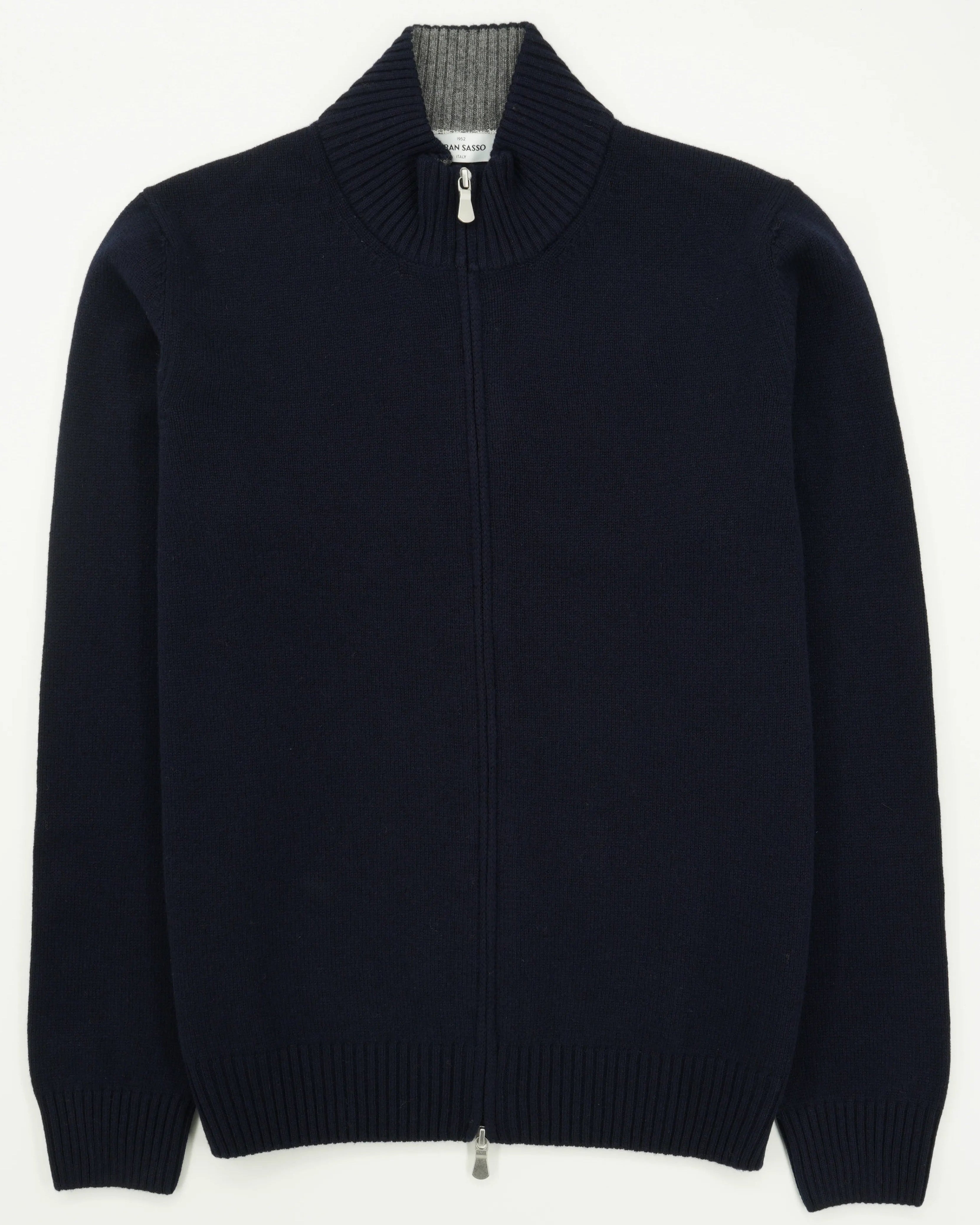 Gran Sasso Full Zip Wool Cashmere Navy