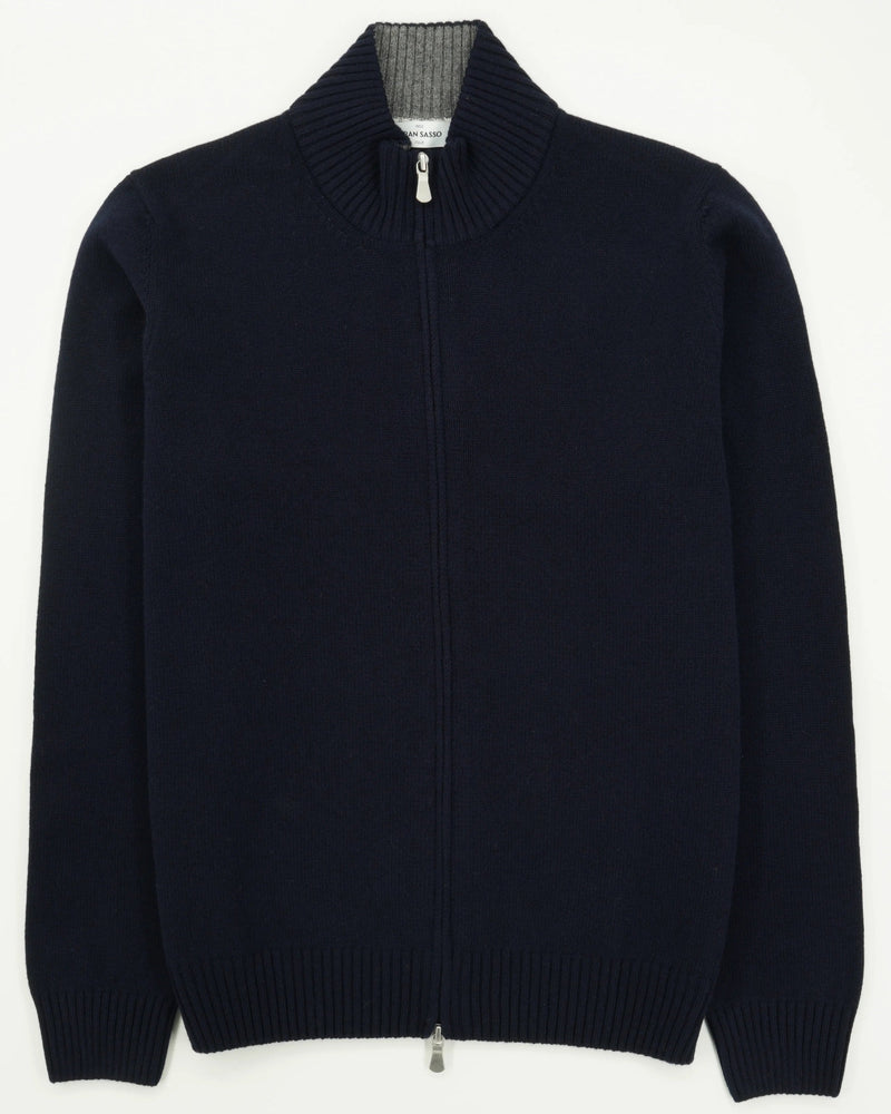 Gran Sasso Full Zip Wool Cashmere Navy