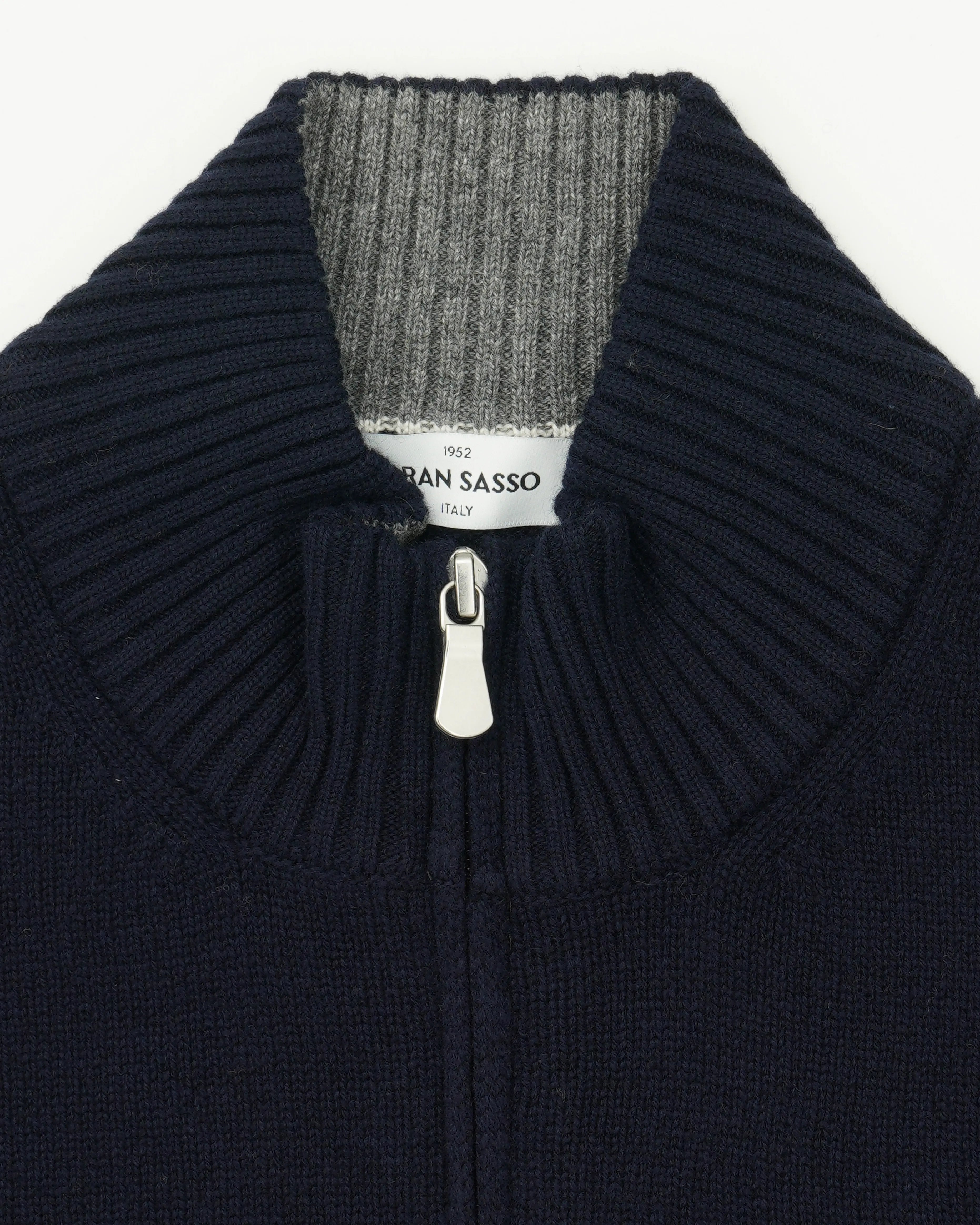 Gran Sasso Full Zip Wool Cashmere Navy