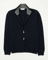 Gran Sasso Full Zip Wool Cashmere Navy