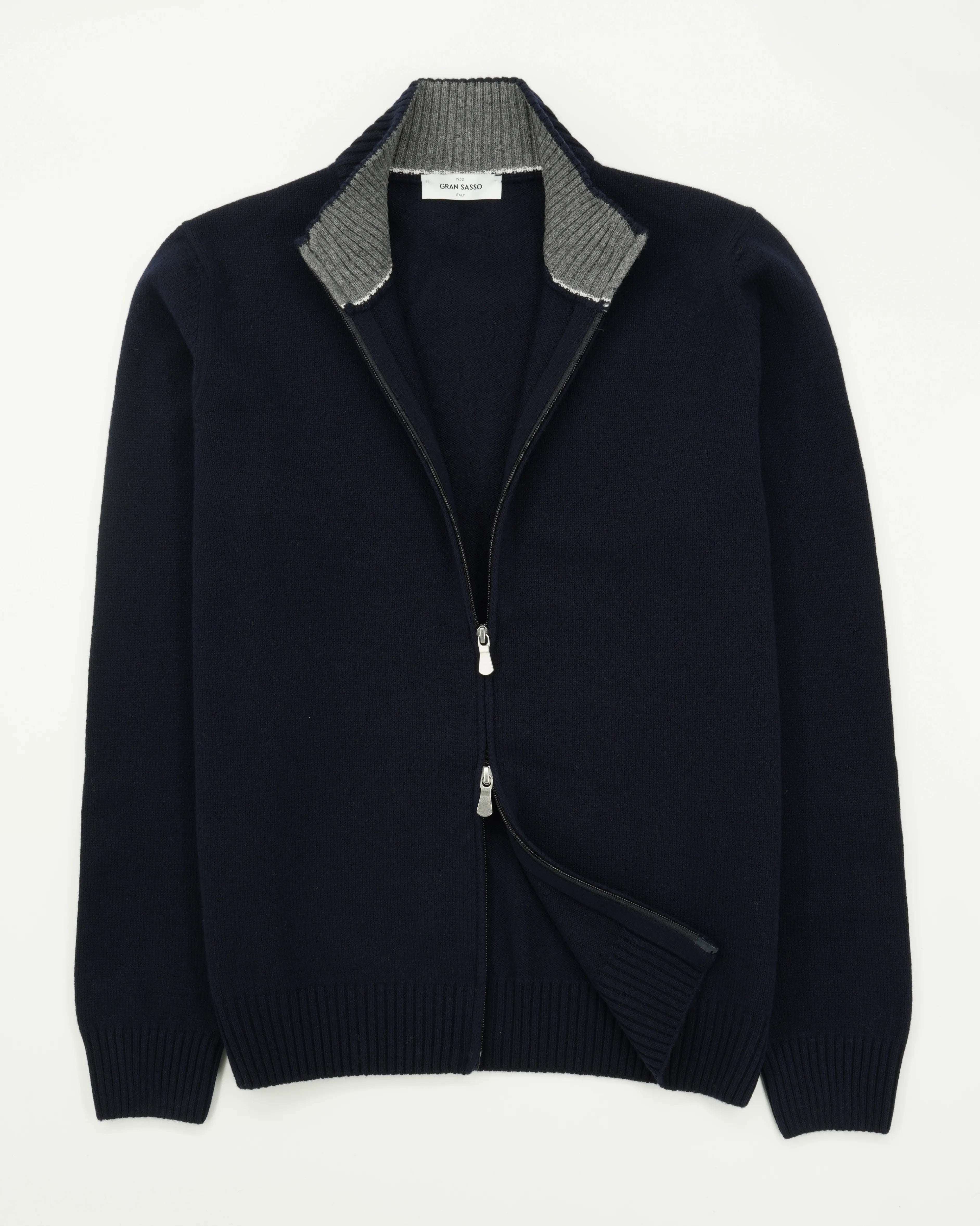 Gran Sasso Full Zip Wool Cashmere Navy