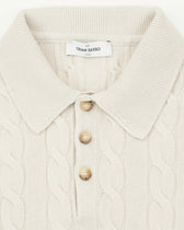 Gran Sasso Polo Shirt Cable Wool Cashmere Light Beige
