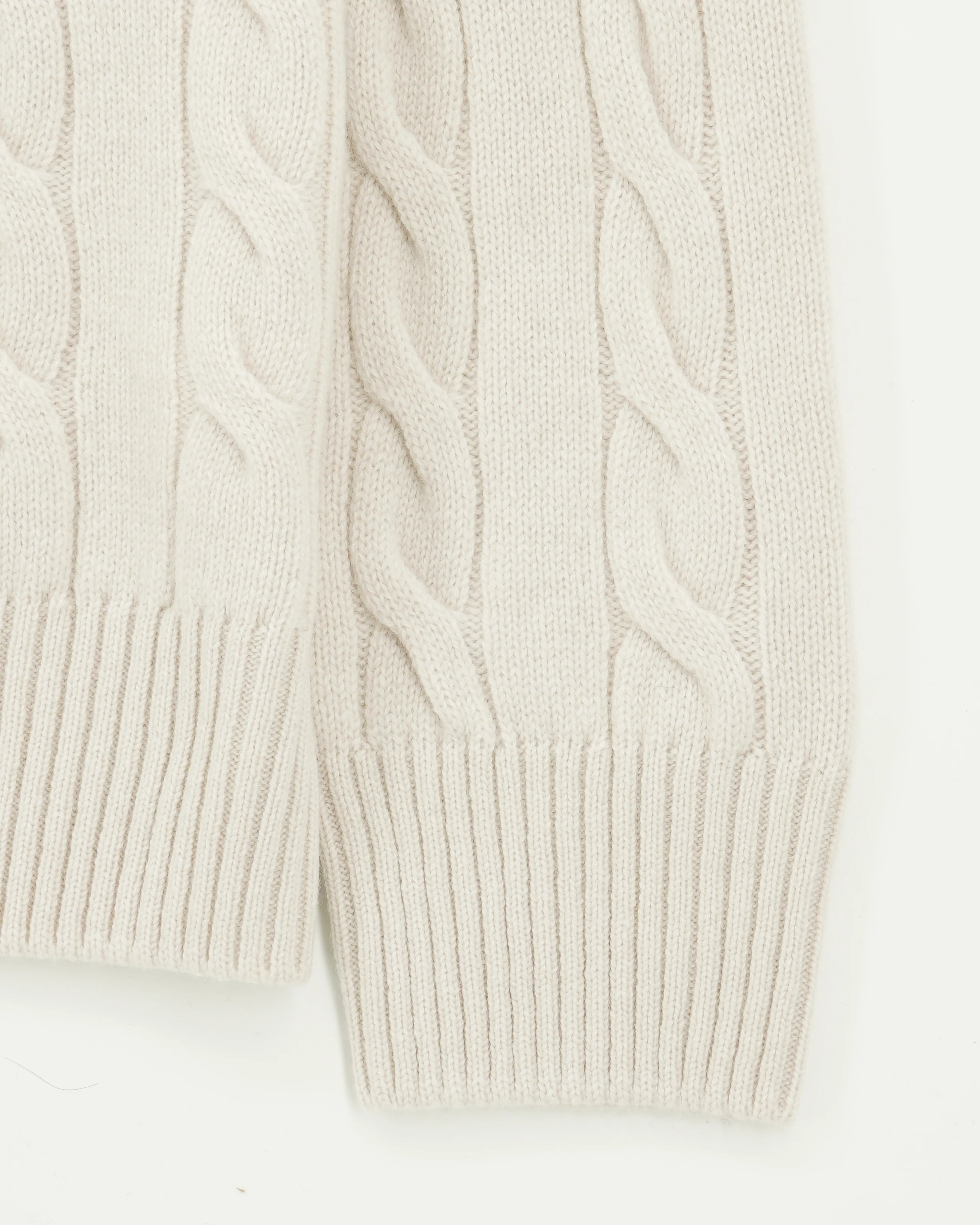 Gran Sasso Polo Shirt Cable Wool Cashmere Light Beige