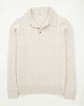 Gran Sasso Polo Shirt Cable Wool Cashmere Light Beige
