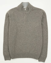 Gran Sasso Half Zip Wool Cashmere Taupe