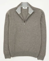 Gran Sasso Half Zip Wool Cashmere Taupe