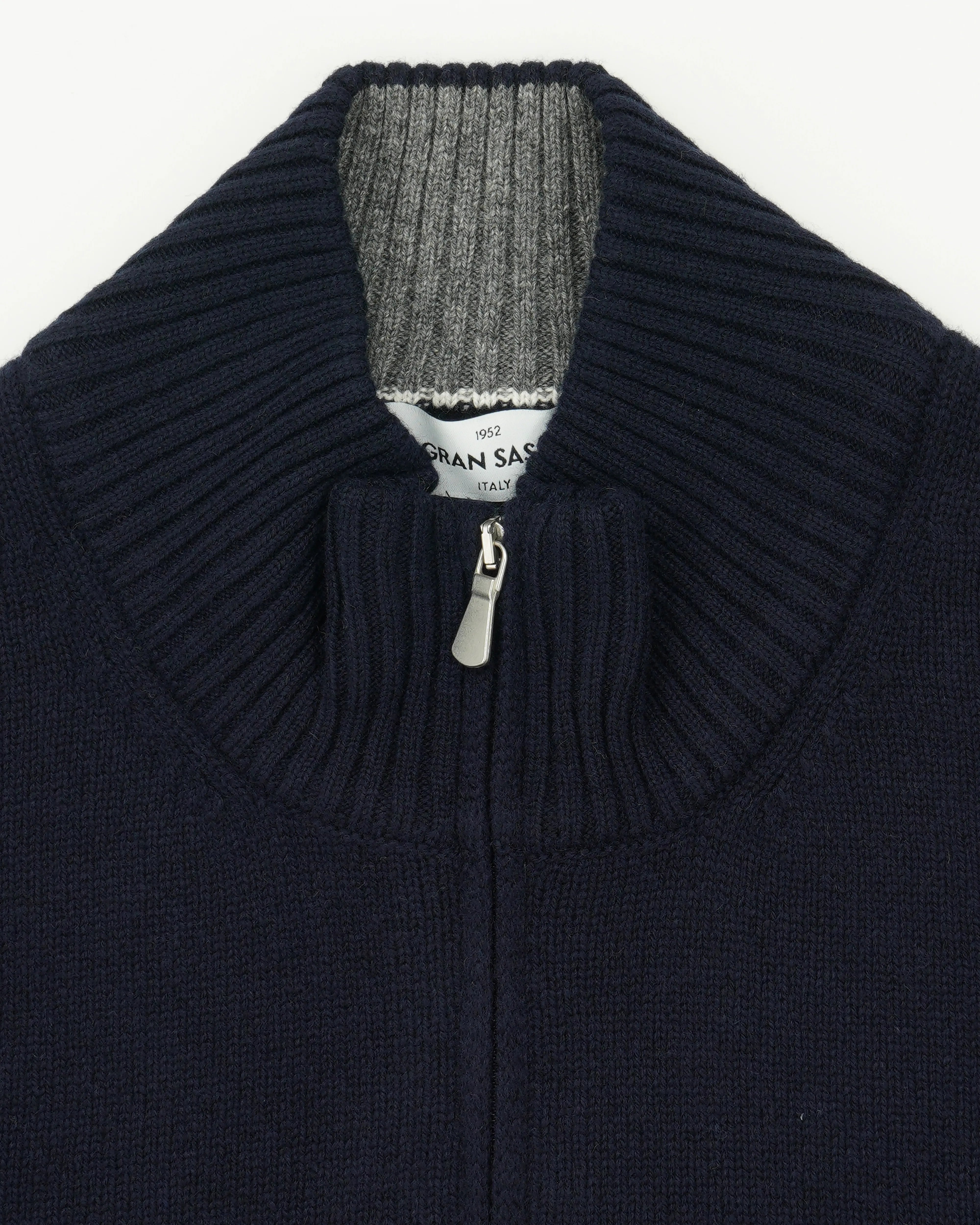 Gran Sasso Half Zip Wool Cashmere Navy
