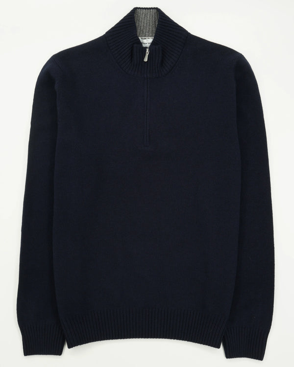 Gran Sasso Half Zip Wool Cashmere Navy