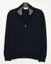 Gran Sasso Half Zip Wool Cashmere Navy