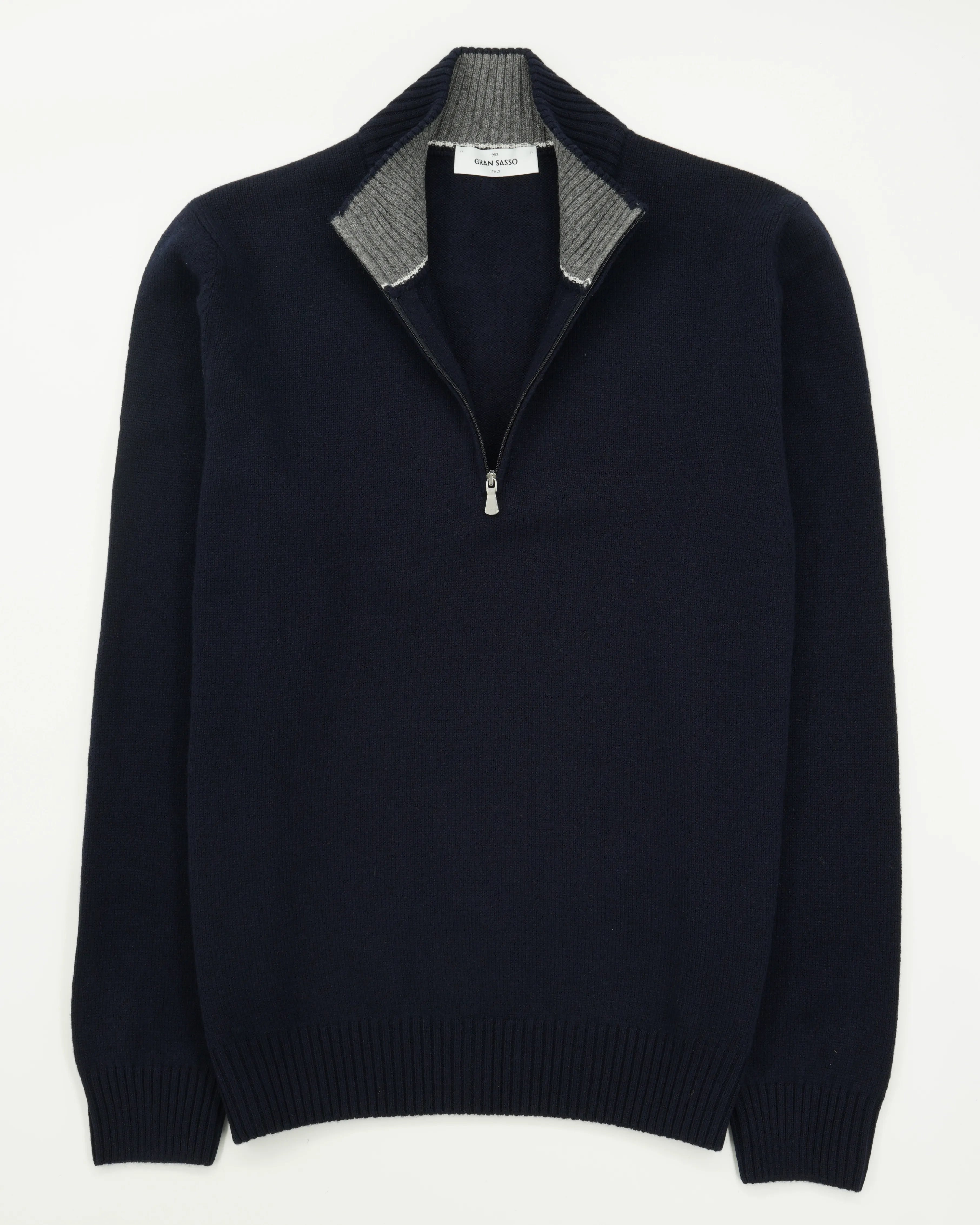Gran Sasso Half Zip Wool Cashmere Navy