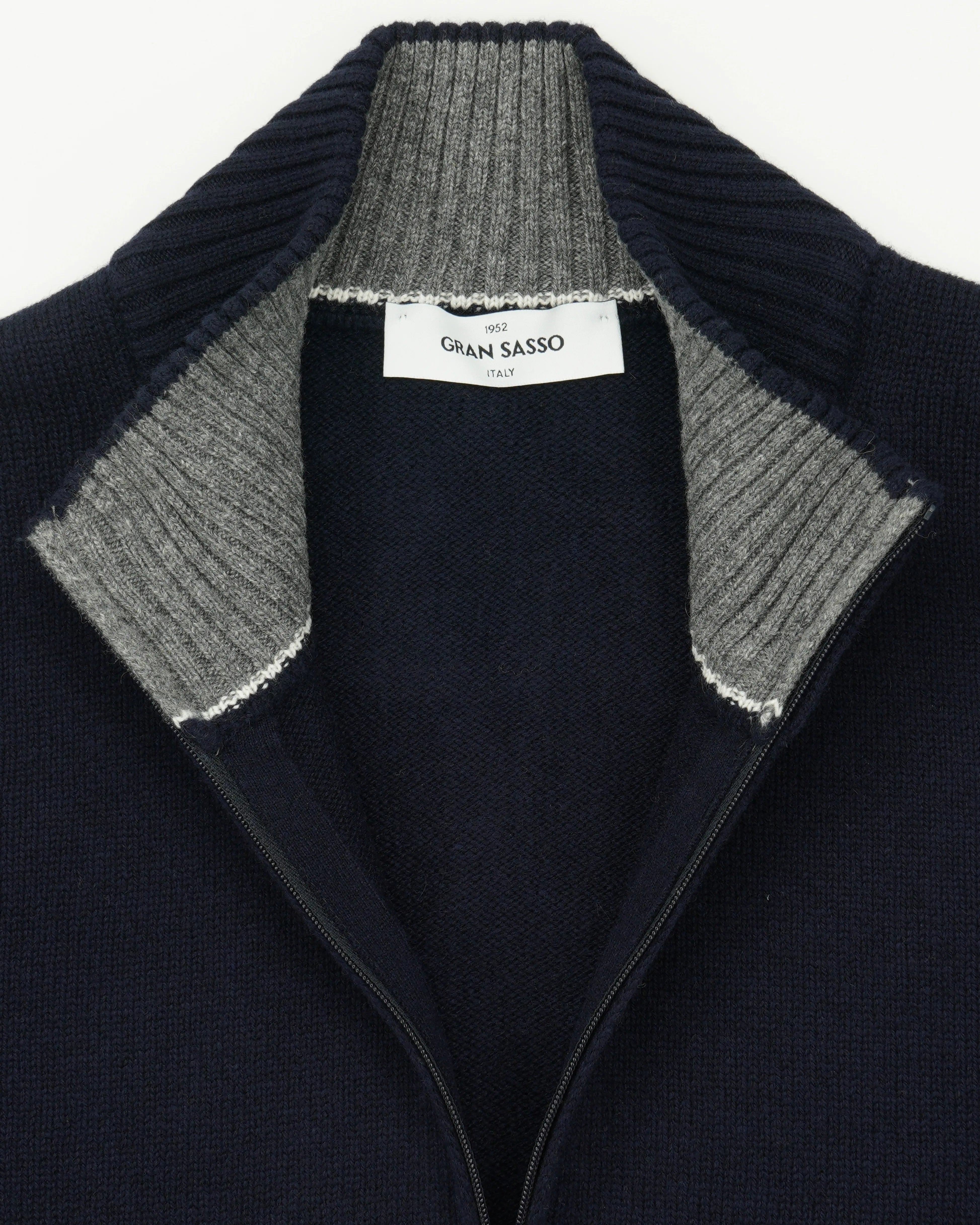 Gran Sasso Half Zip Wool Cashmere Navy