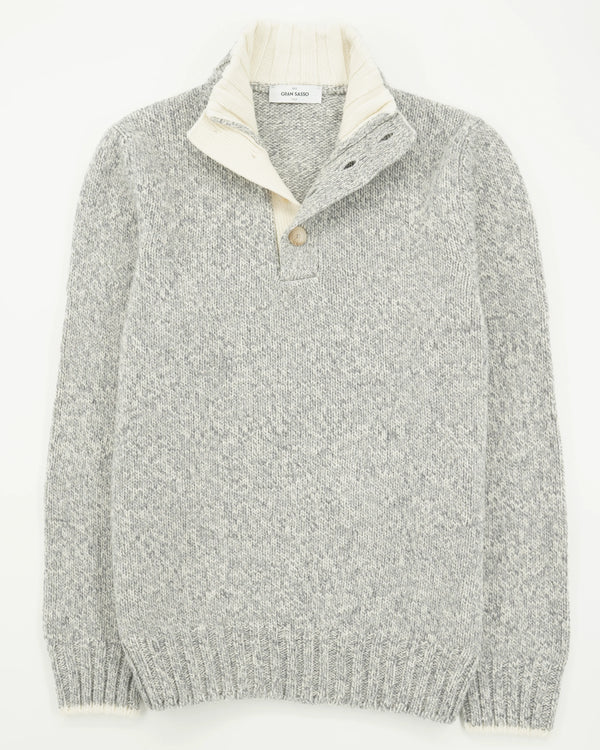Gran Sasso Stand Collar Geelong Melange Grey