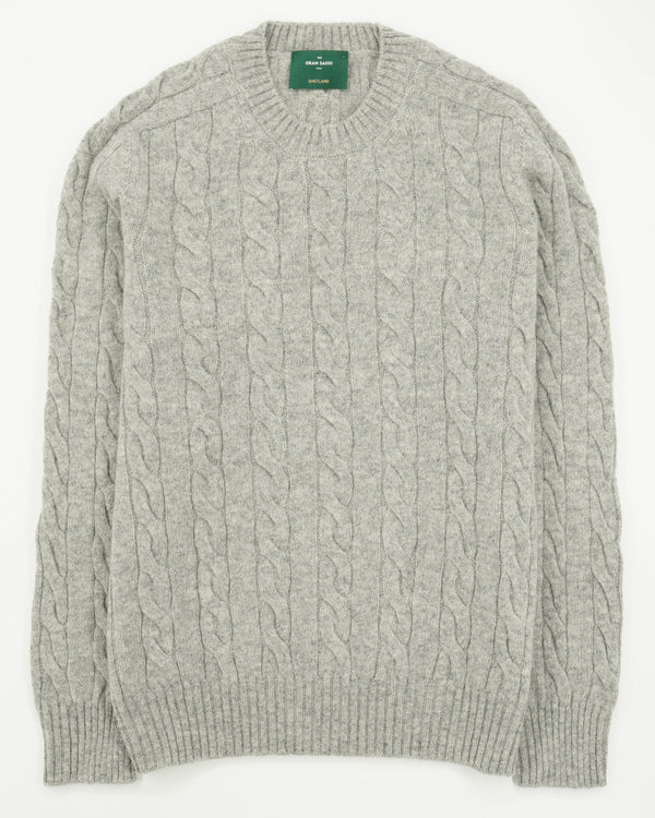 Gran Sasso Crewneck Shetland Cable Grey