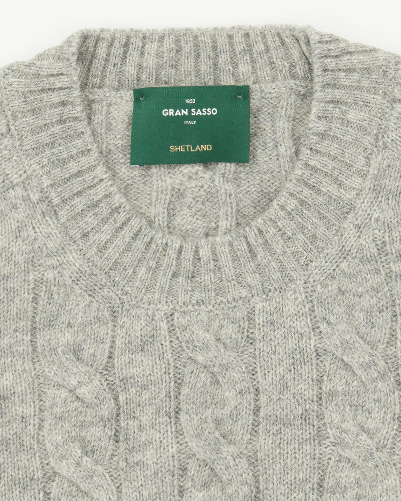Gran Sasso Crewneck Shetland Cable Grey