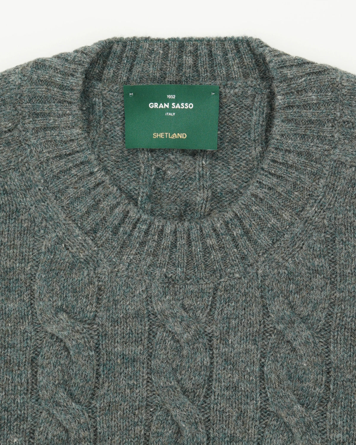 Gran Sasso Crewneck Shetland Cable Green