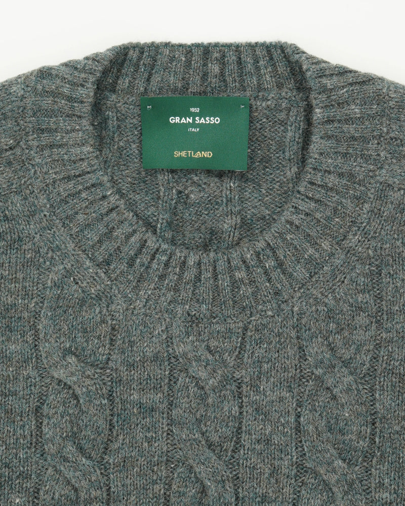 Gran Sasso Crewneck Shetland Cable Green