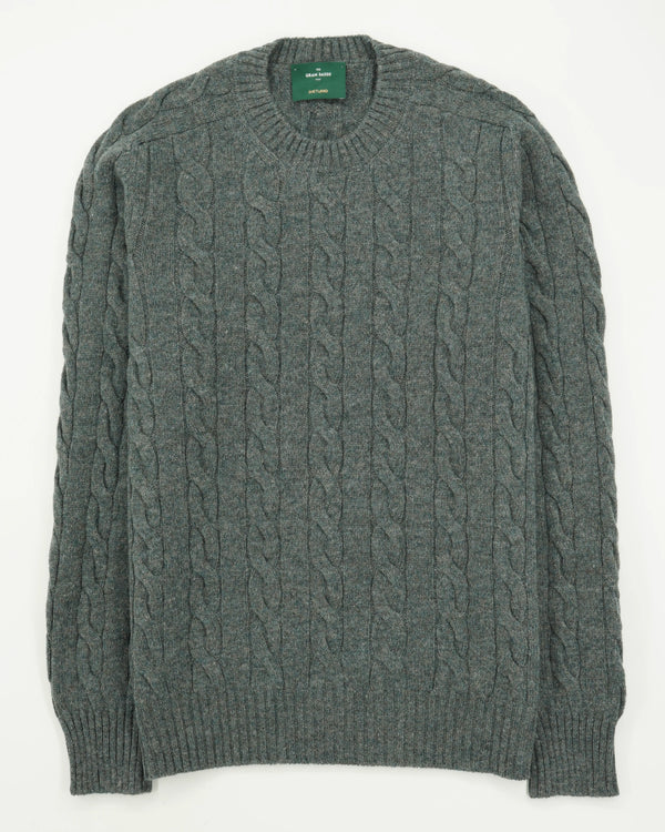 Gran Sasso Crewneck Shetland Cable Green