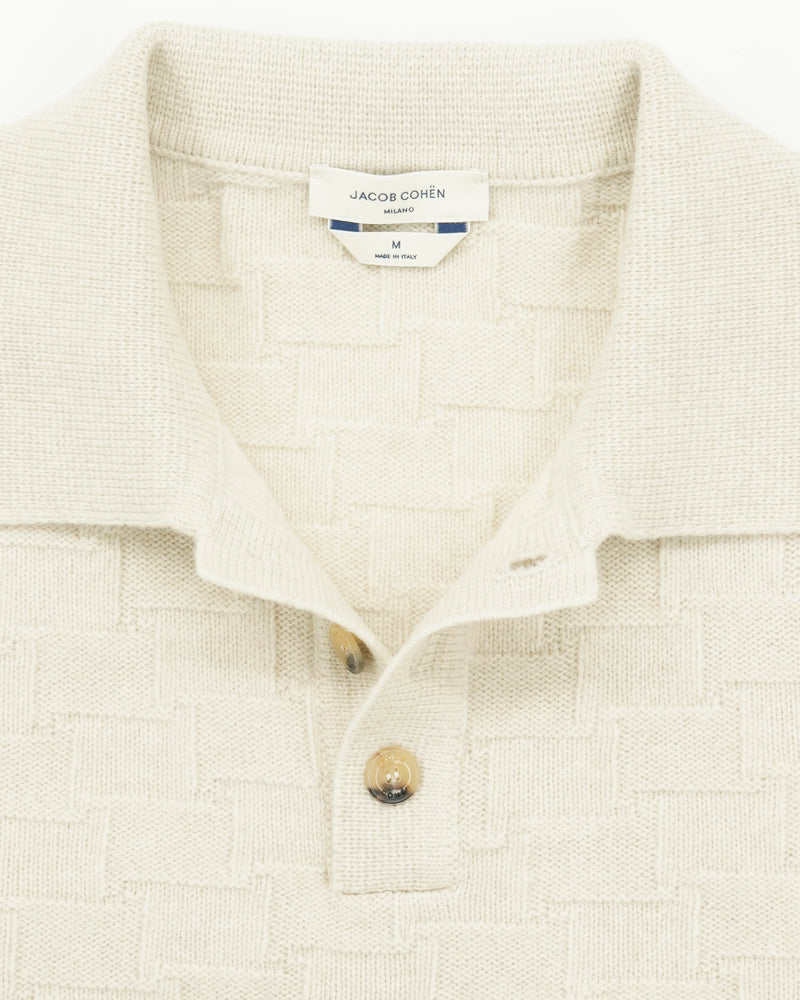 Jacob Cohen Polo Shirt Check Knitted Light Beige