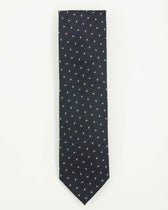 Altea Tie 8cm Silk Cotton Textured Patterned Navy