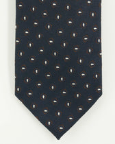 Altea Tie 8cm Silk Cotton Textured Patterned Navy