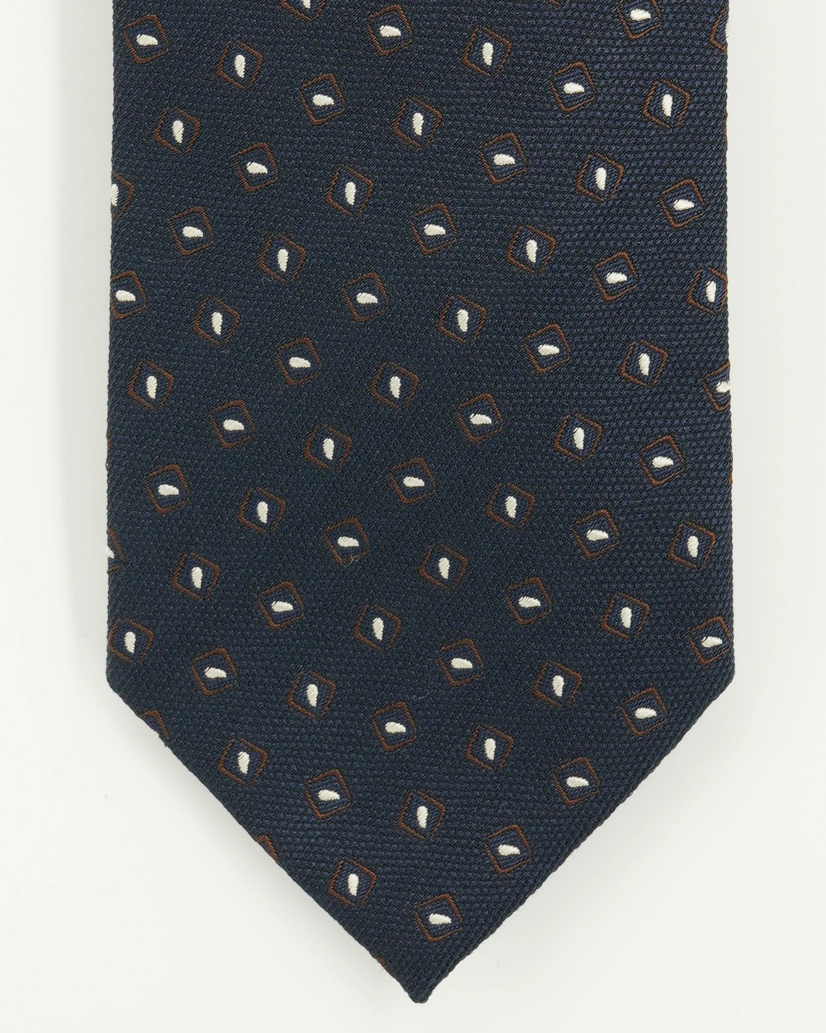 Altea Tie 8cm Silk Cotton Textured Patterned Navy