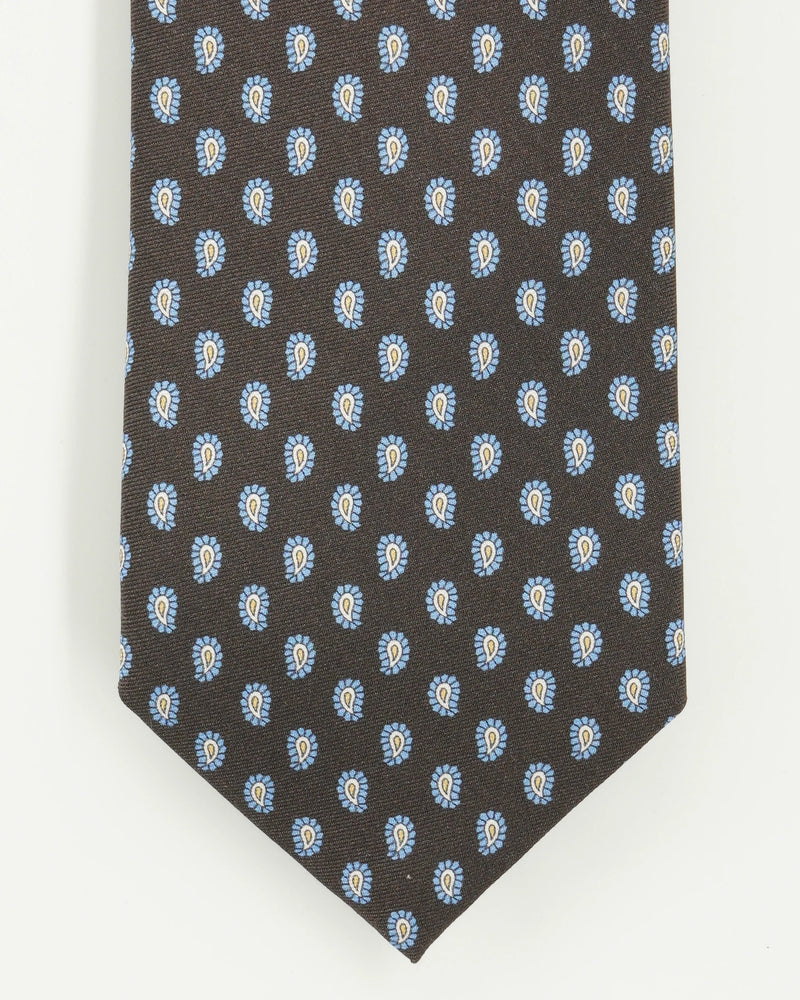 Altea Tie 8cm Pure Silk Floral Brown