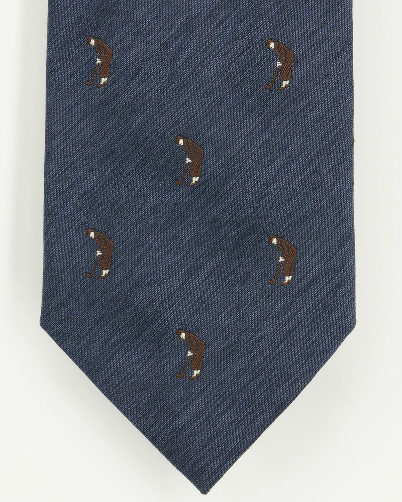 Altea Tie 8cm Silk Cotton Golf Navy