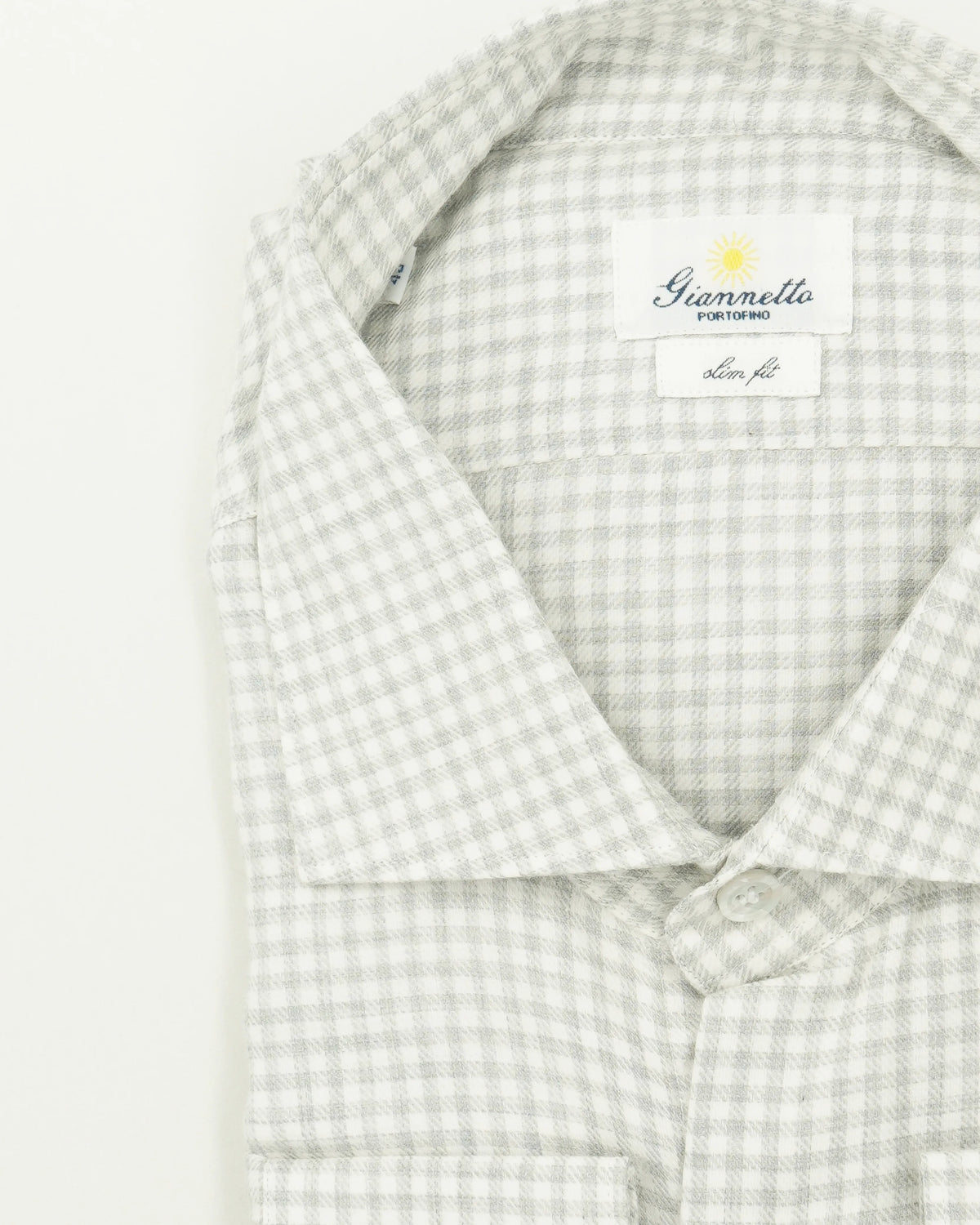 Giannetto Shirt Cotton Cashmere Check Light Grey