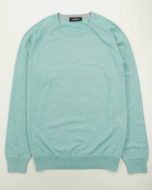 Gran Sasso Crewneck Cotton Cashmere Mint Blue Green