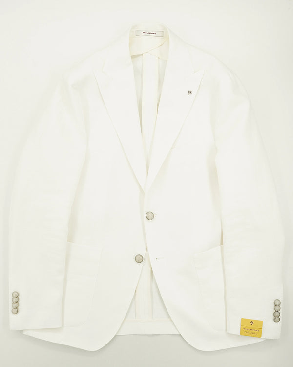 Tagliatore Jacket Linen Cotton Peak Lapel White