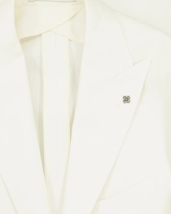 Tagliatore Jacket Linen Cotton Peak Lapel White