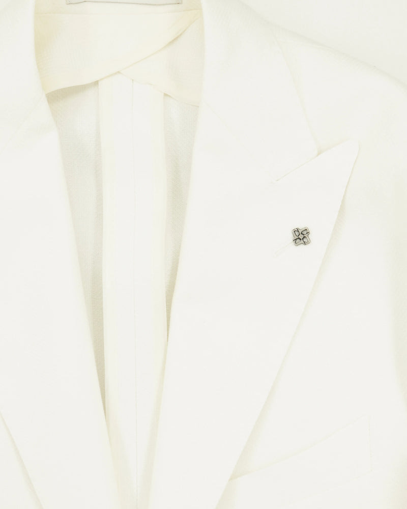 Tagliatore Jacket Linen Cotton Peak Lapel White