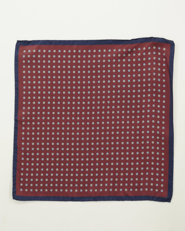 Altea Pocket Square Pure Silk Floral Soft Red