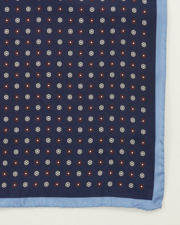 Altea Pocket Square Pure Silk Floral Navy