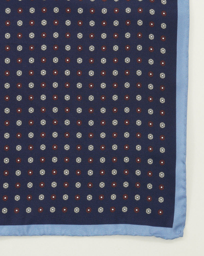 Altea Pocket Square Pure Silk Floral Navy