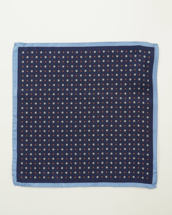 Altea Pocket Square Pure Silk Floral Navy