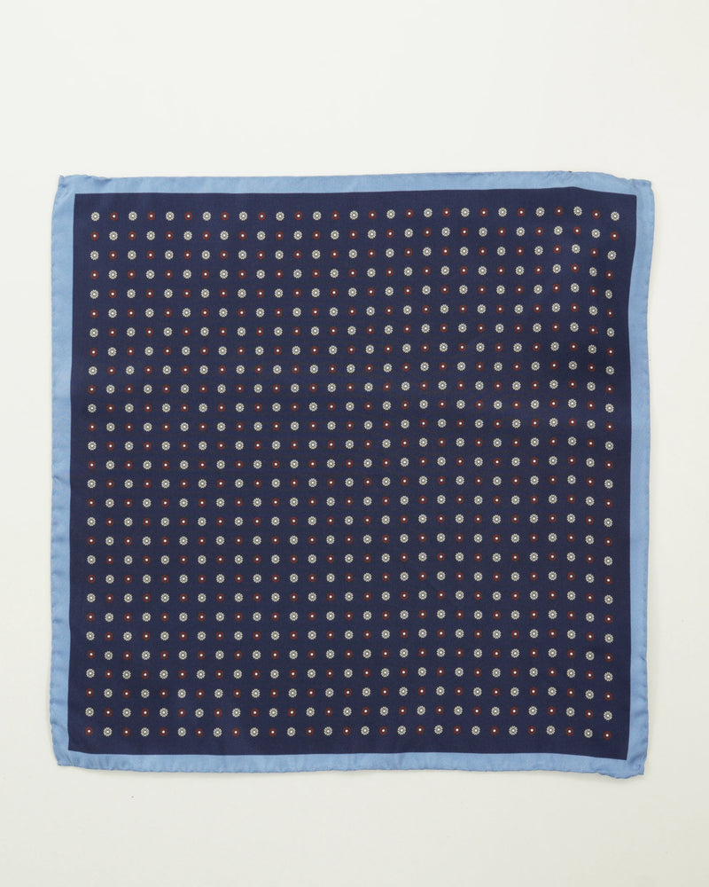 Altea Pocket Square Pure Silk Floral Navy