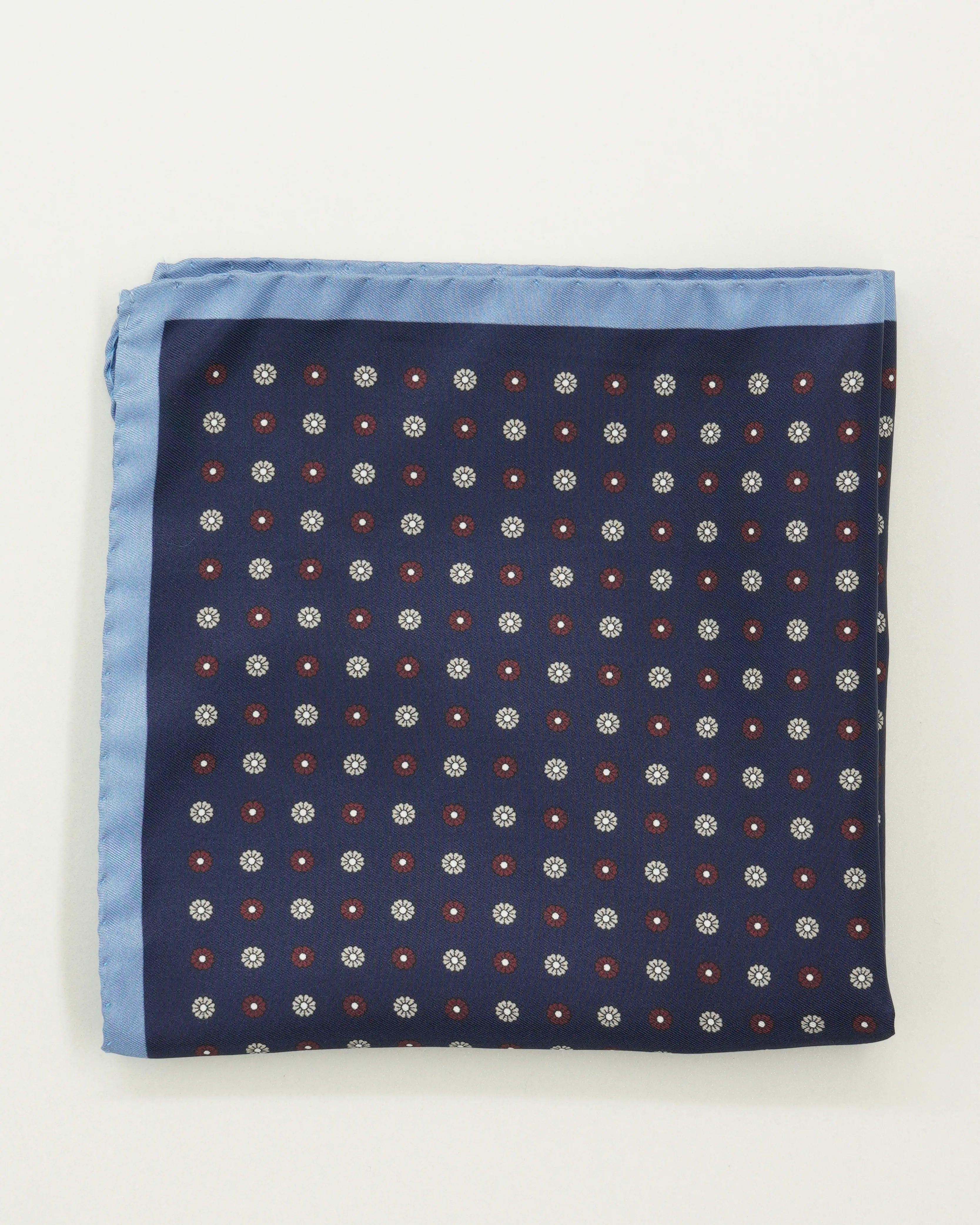 Altea Pocket Square Pure Silk Floral Navy