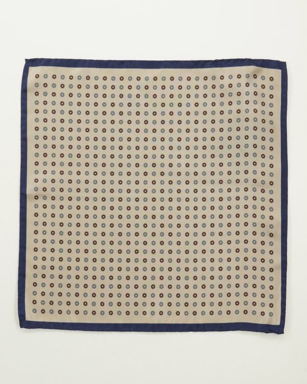 Altea Pocket Square Pure Silk Floral Beige