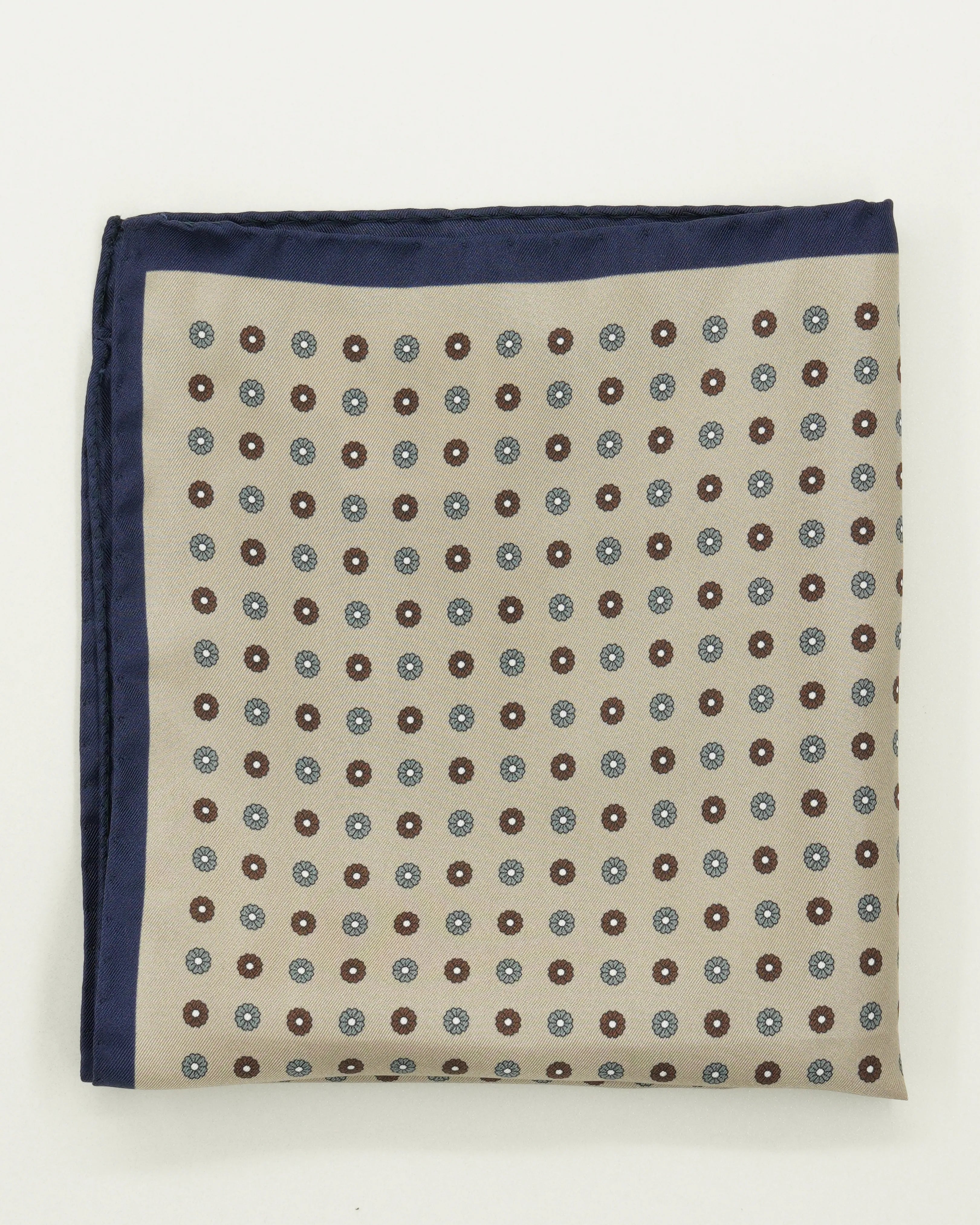 Altea Pocket Square Pure Silk Floral Beige