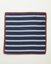 Altea Pocket Square Pure Silk Striped Blue Navy