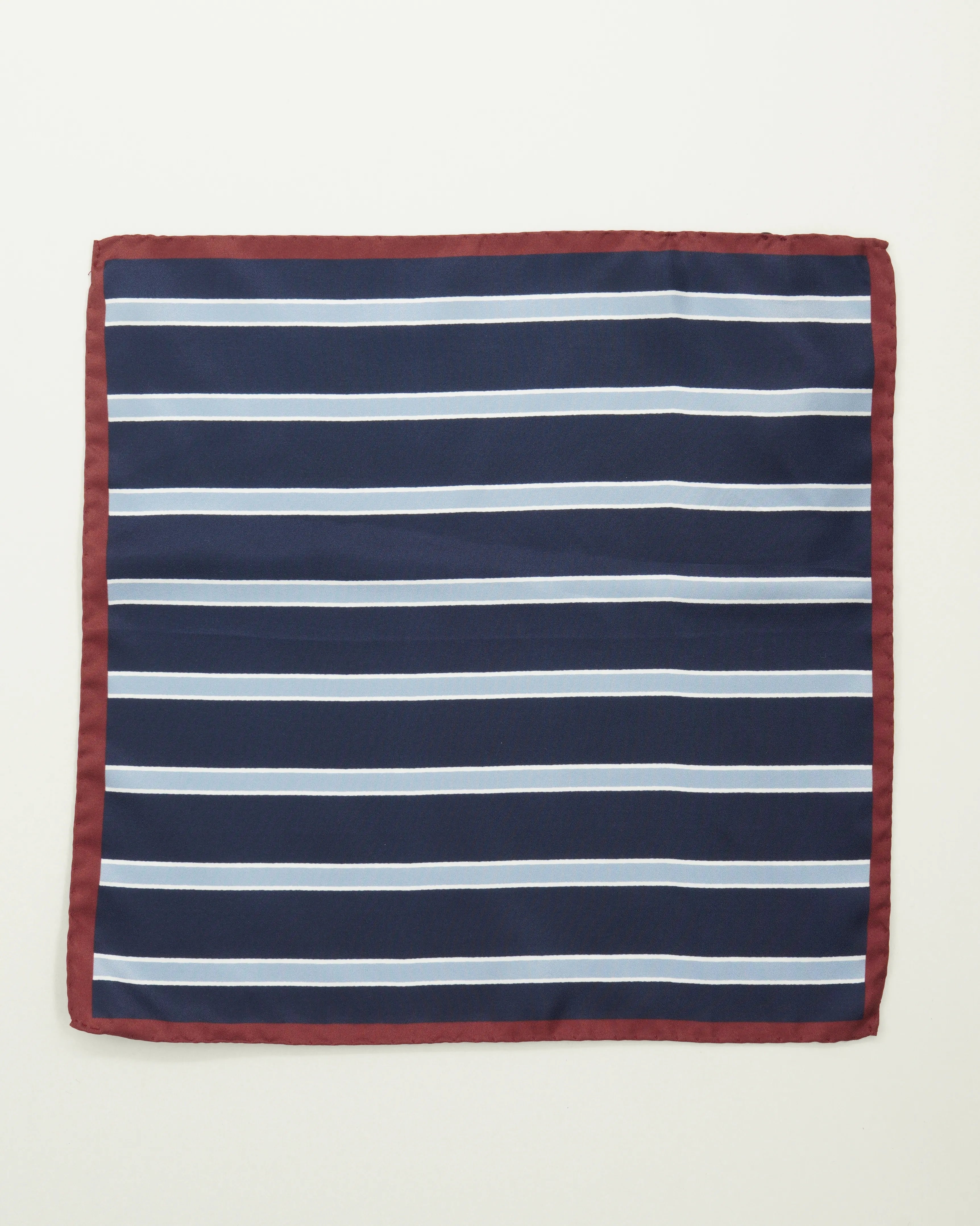 Altea Pocket Square Pure Silk Striped Blue Navy