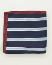 Altea Pocket Square Pure Silk Striped Blue Navy