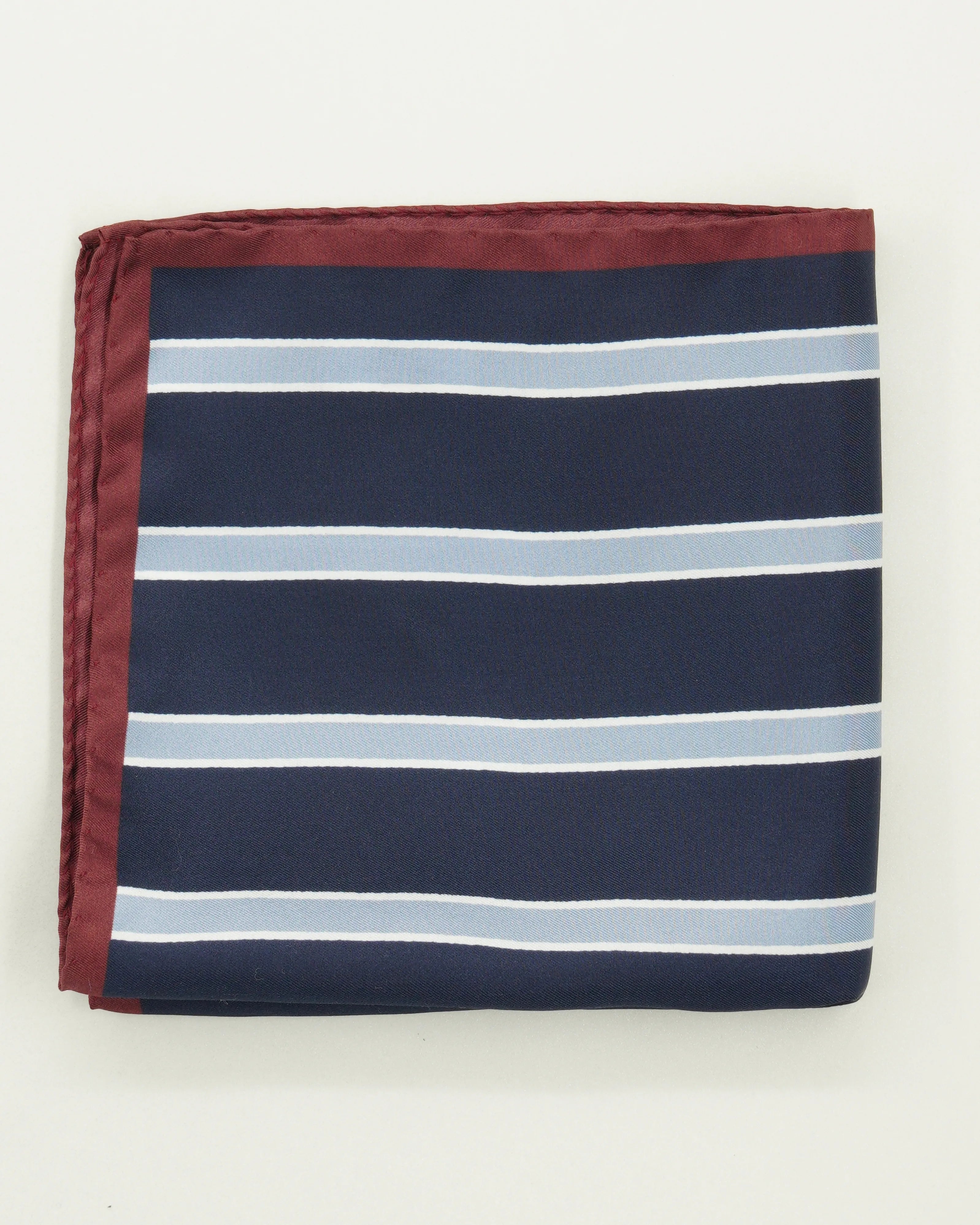 Altea Pocket Square Pure Silk Striped Blue Navy