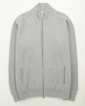 Gran Sasso Full Zip Wool Cashmere Rib Medium Grey